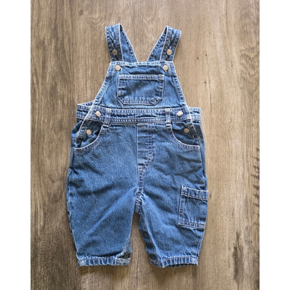 Vintage Sesame Street Baby Denim Overalls Medium Wash Big Bird 3-6 Months